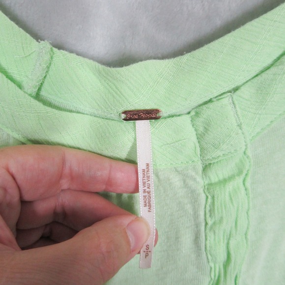 Free People Top Small Lime Green Asymmetric Hem Sleeveless Boho Flowy Tunic - Picture 7 of 13